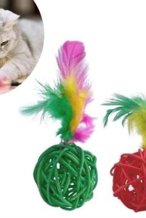 BUFFER® 2li Rattan Renkli Peluş Tüy Kedi Köpek Oyuncak Yakalama Çiğneme Çıngıraklı Top Oyuncağı BUFFER® 2li Rattan Renkli Peluş Tüy Kedi Köpek Oyuncak Yakalama Çiğneme Çıngıraklı Top Oyuncağı