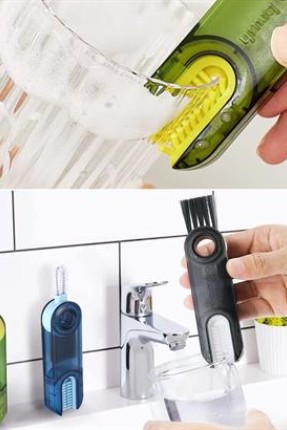 BUFFER®  3 Fonksiyonlu Pratik Şişe Temizleme Fırçası Mutfak Banyo Araç İçin Çok Amaçlı Fırça