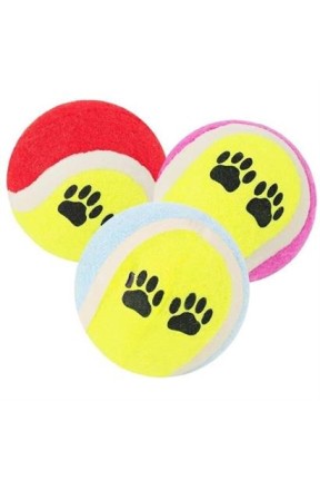 BUFFER®  3lü Renkli Desenli Tenis Topu Kedi Köpek Oyuncağı