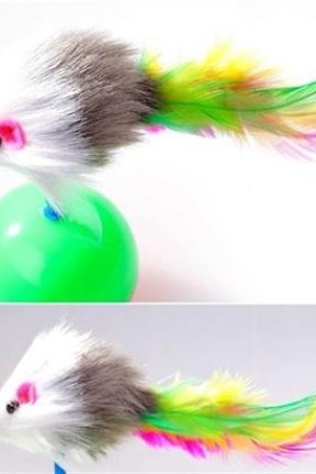 BUFFER® Kedi Oyun Topu Tüylü Fareli Hacı Yatmaz Eğitici Yavru Kedi Fare Kovalama Oyuncağı BUFFER® Kedi Oyun Topu Tüylü Fareli Hacı Yatmaz Eğitici Yavru Kedi Fare Kovalama Oyuncağı