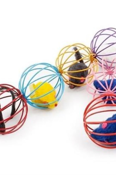 BUFFER® Renkli Metal Kafesli Peluş Fareli Kedi Köpek Oyuncağı Oyun Topu 6 cm BUFFER® Renkli Metal Kafesli Peluş Fareli Kedi Köpek Oyuncağı Oyun Topu 6 cm