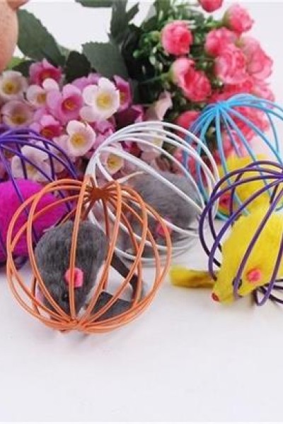 BUFFER® Renkli Metal Kafesli Peluş Fareli Kedi Köpek Oyuncağı Oyun Topu 6 cm BUFFER® Renkli Metal Kafesli Peluş Fareli Kedi Köpek Oyuncağı Oyun Topu 6 cm