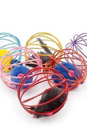 BUFFER® Renkli Metal Kafesli Peluş Fareli Kedi Köpek Oyuncağı Oyun Topu 6 cm BUFFER® Renkli Metal Kafesli Peluş Fareli Kedi Köpek Oyuncağı Oyun Topu 6 cm