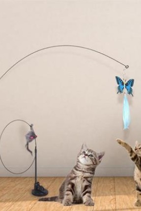 BUFFER® Vantuzlu Tüylü Zilli Olta Kedi Oyuncağı